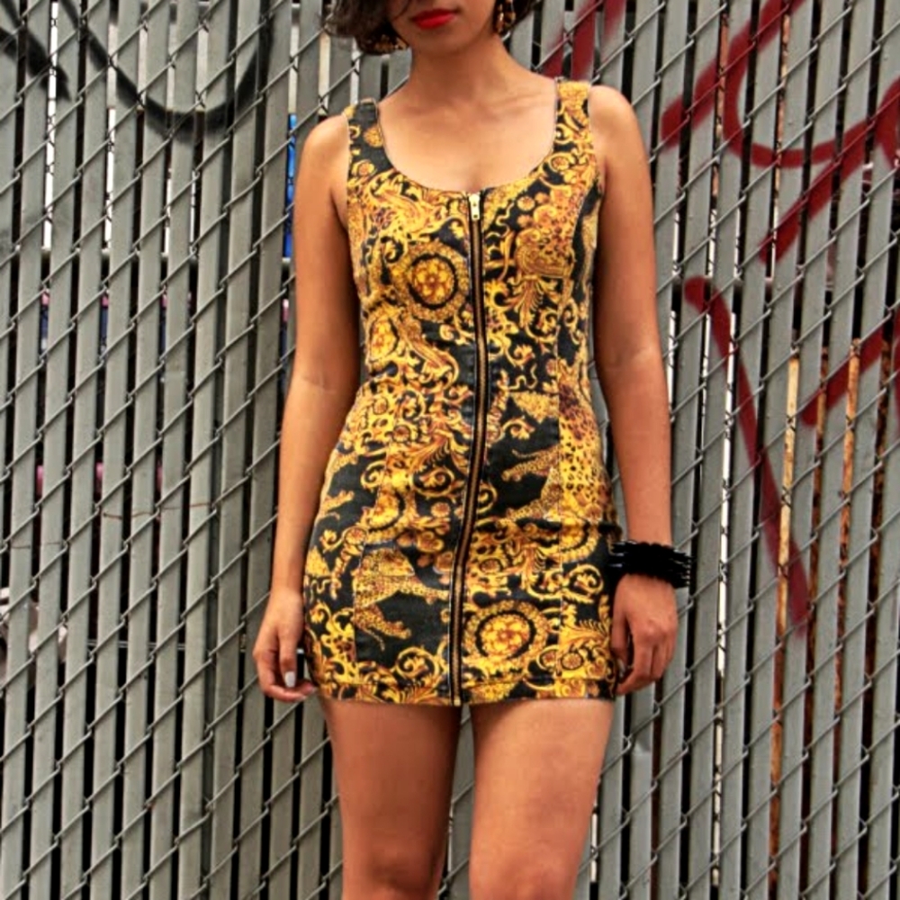Minkpink Baroque Styled Denim Mini Dress